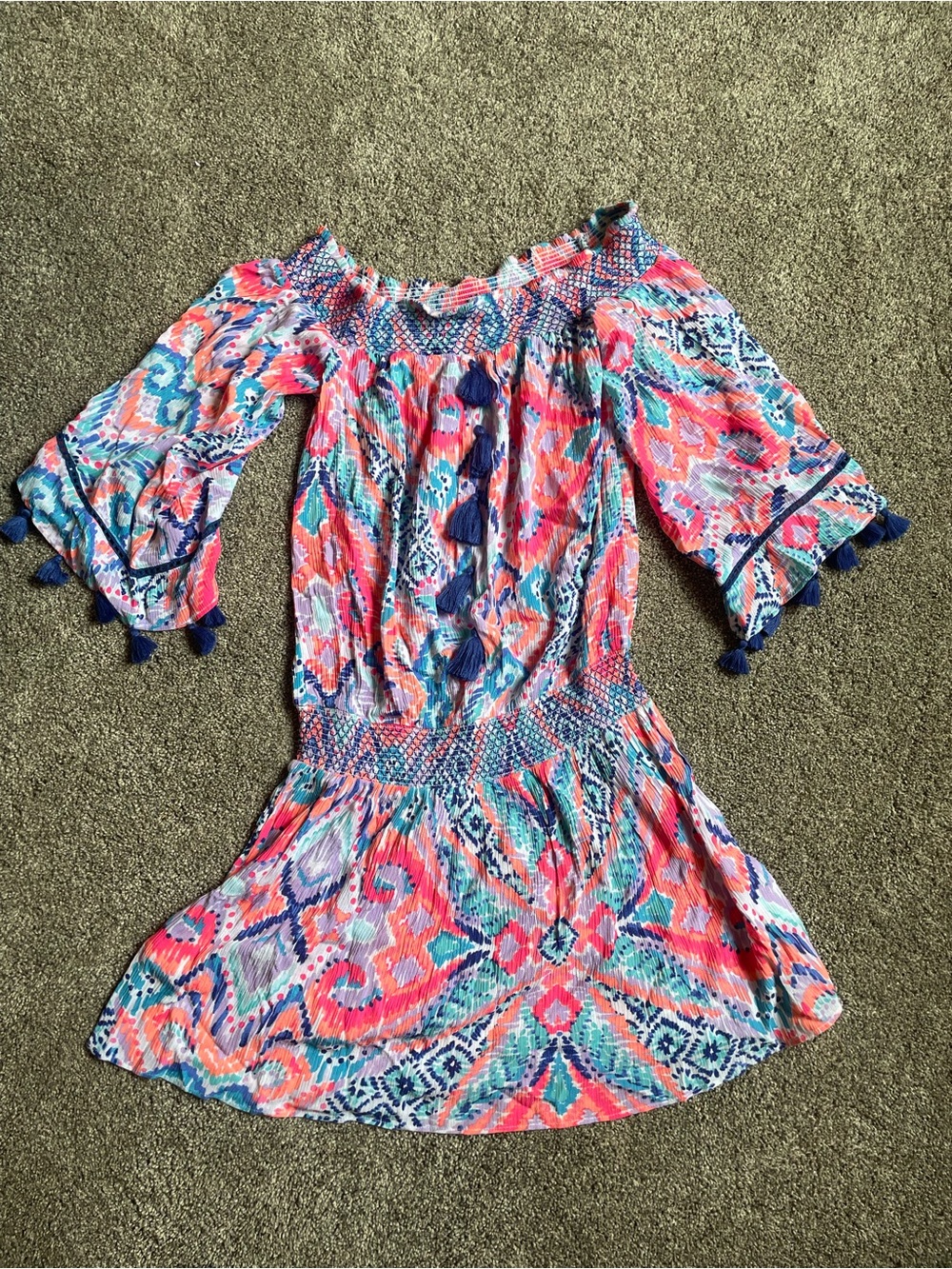 Lilly Pulitzer Joelle Off The Shoulder Tunic Dress Printed Size Small